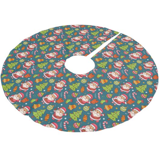 Funny Santa and Rabbits Polyester Weihnachtsbaumdecke (Schrägansicht)