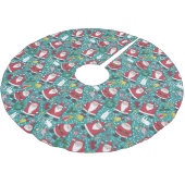 Funny Santa and Rabbits Polyester Weihnachtsbaumdecke (Schrägansicht)