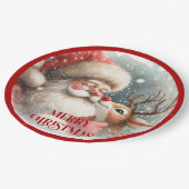 Funny Santa and Red Nose Rudolph Party Plates Pappteller (Schrägansicht)