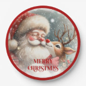 Funny Santa and Red Nose Rudolph Party Plates Pappteller (Vorderseite)
