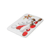 Funny Santa and Reindeer Cartoon Badematte (Schrägansicht)