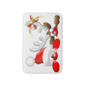 Funny Santa and Reindeer Cartoon Badematte (Vorderseite Vertikal)