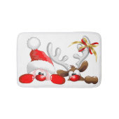 Funny Santa and Reindeer Cartoon Badematte (Vorderseite)