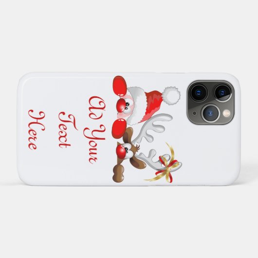 Funny Santa and Reindeer Cartoon Case-Mate iPhone Hülle (Rückseite (Horizontal))