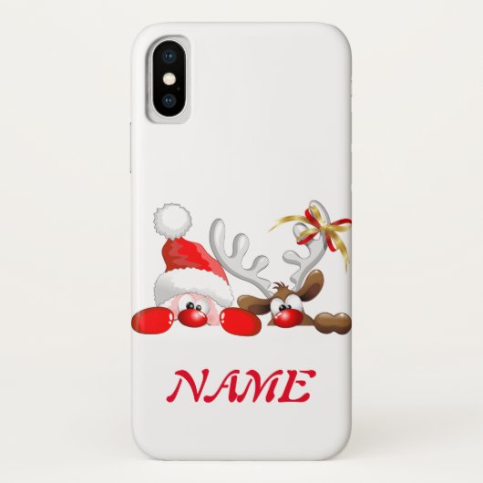 Funny Santa and Reindeer Cartoon Case-Mate iPhone Hülle (Rückseite)