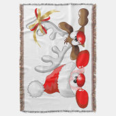Funny Santa and Reindeer Cartoon Decke (Vorderseite Vertikal)