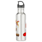 Funny Santa and Reindeer Cartoon Edelstahlflasche (Rückseite)