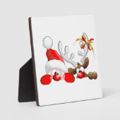 Funny Santa and Reindeer Cartoon Fotoplatte (Vorderseite)