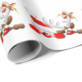 Funny Santa and Reindeer Cartoon Geschenkpapier (Rolleneckpunkt)