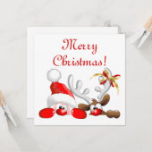 Funny Santa and Reindeer Cartoon Karte (Vorderseite/Rückseite Beispiel)