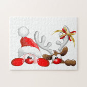 Funny Santa and Reindeer Cartoon Puzzle (Horizontal)
