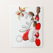 Funny Santa and Reindeer Cartoon Puzzle (Vertikal)