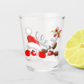 Funny Santa and Reindeer Cartoon Schnapsglas (Vorderseite)