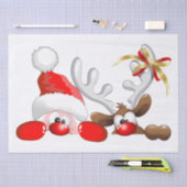 Funny Santa and Reindeer Cartoon Seidenpapier (Handwerk)