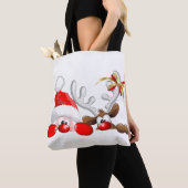 Funny Santa and Reindeer Cartoon Tasche (Von Nahem)