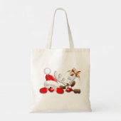 Funny Santa and Reindeer Cartoon Tragetasche (Rückseite)
