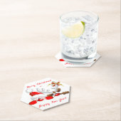 Funny Santa and Reindeer Cartoon Untersetzer (Vor Ort)