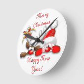 Funny Santa and Reindeer Cartoon Wall Clock Runde Wanduhr (Winkel)