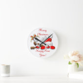 Funny Santa and Reindeer Cartoon Wall Clock Runde Wanduhr (Zuhause)