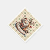Funny Santa and Rudolf On A Water Tube Serviette (Ecke)