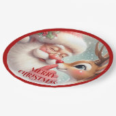 Funny Santa and Rudolph Festive Holiday Plates Pappteller (Schrägansicht)