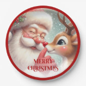 Funny Santa and Rudolph Festive Holiday Plates Pappteller (Vorderseite)