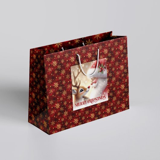 Funny Santa and Rudolph Kids Christmas Holiday  Große Geschenktüte