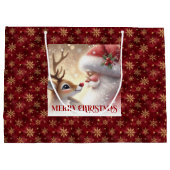 Funny Santa and Rudolph Kids Christmas Holiday  Große Geschenktüte (Rückseite)