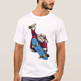 Funny Santa auf Skateboard Frohe Weihnachtsfeierta T-Shirt