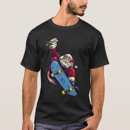 Funny Santa auf Skateboard Frohe Weihnachtsfeierta T-Shirt