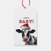 Funny Santa Baby Christmas Holstein Cow Geschenkanhänger (Rückseite)