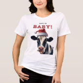 Funny Santa Baby Christmas Holstein Cow Tri-Blend Shirt (Vorderseite)
