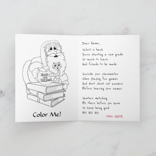 Funny Santa Back to School Förderung Karte (Innenseite)