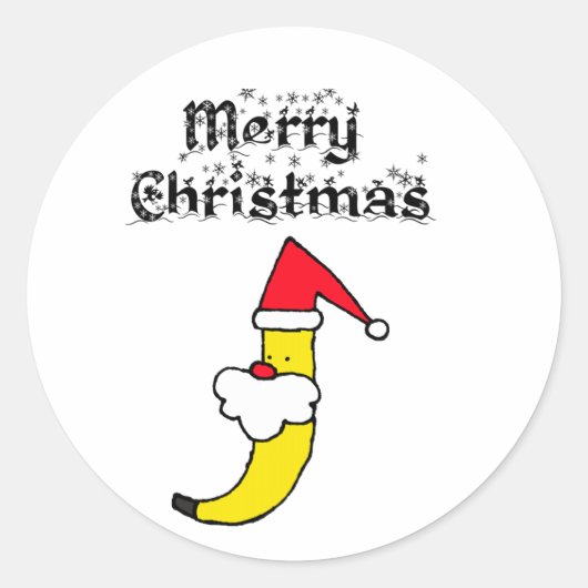 Funny Santa Banana Frohe Weihnachten Runder Aufkleber (Vorderseite)