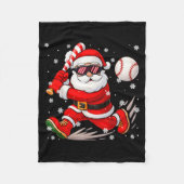 Funny Santa Baseball Christmas Pajamas Xmas Men Bo Fleecedecke (Vorderseite)