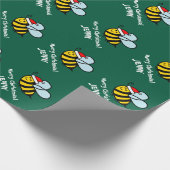 Funny Santa bee Christmas wrapping paper for kids Geschenkpapier (Ecke)