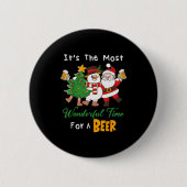 Funny Santa Beer Christmas Drinking Most Wonderful Button (Vorderseite)