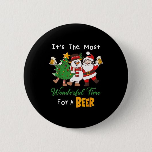 Funny Santa Beer Christmas Drinking Most Wonderful Button (Vorderseite)
