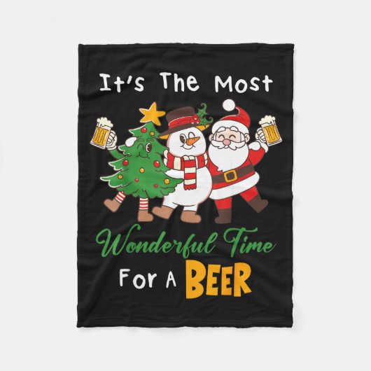 Funny Santa Beer Christmas Drinking Most Wonderful Fleecedecke (Vorderseite)