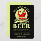 Funny Santa Beer Weihnachtsfeier Einladung (Vorne/Hinten)