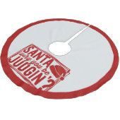 Funny Santa beurteilen Zitat Weihnachts Spaß Red Polyester Weihnachtsbaumdecke (Schrägansicht)