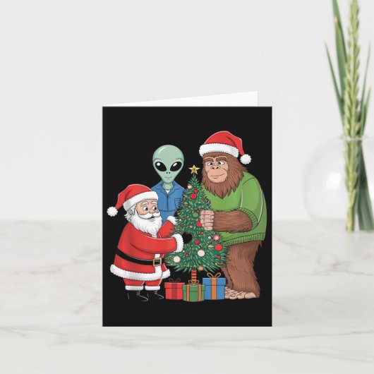 Funny Santa Bigfoot Alien Dekorieren Weihnachtsste Karte (Vorderseite)