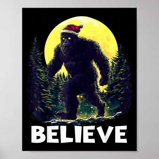 Funny Santa Bigfoot Christmas Sasquatch Believe Xm Poster (Vorne)