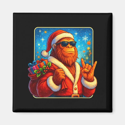Funny Santa Bigfoot Christmas Sasquatch Xmas Boys  Magnet (Vorne)