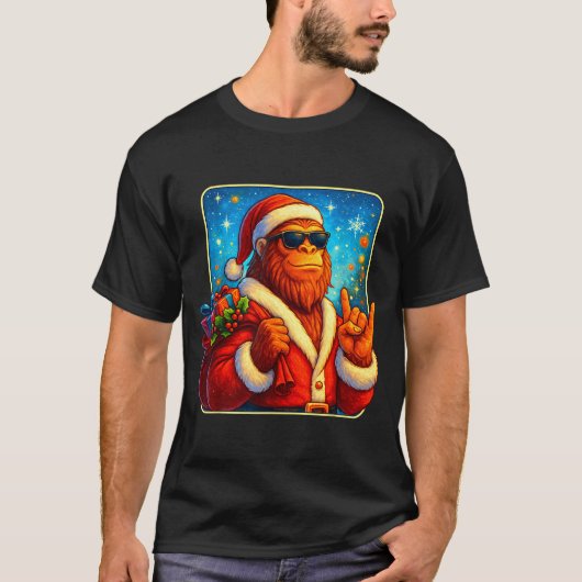 Funny Santa Bigfoot Christmas Sasquatch Xmas Boys  T-Shirt (Vorderseite)