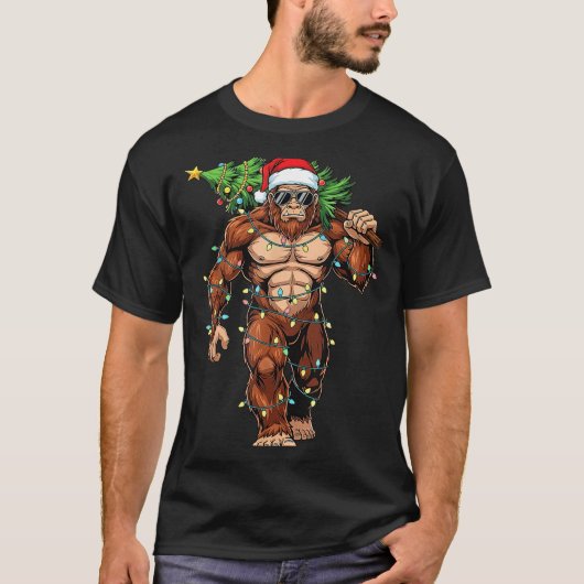 Funny Santa Bigfoot Christmas Tree Christmas Crypt T-Shirt (Vorderseite)