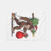 Funny Santa Bigfoot Christmas Tree Lights Xmas Boy Fleecedecke (Vorderseite (Horizontal))