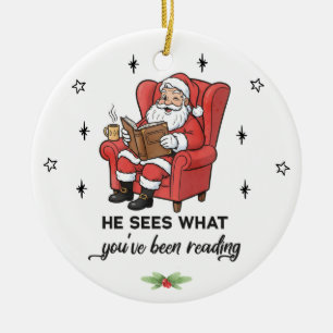 Funny Santa Book Weihnachtsfeiern Keramik Ornament
