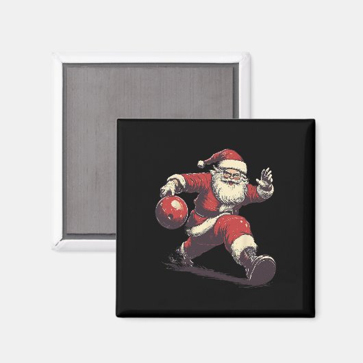 Funny Santa Bowler Bowling Player Christmas Xmas P Magnet (Vorderseite/Rückseite)