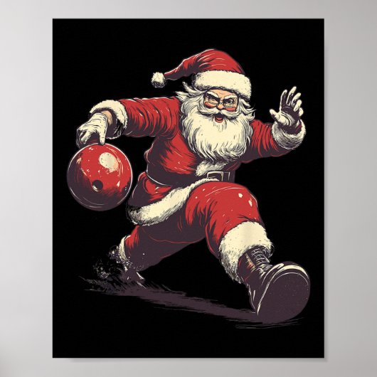 Funny Santa Bowler Bowling Player Christmas Xmas P Poster (Vorne)